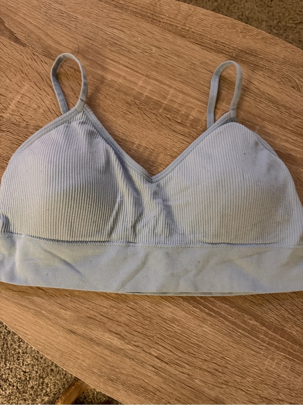 Maurices Light Blue Ribbed Wireless Bralette